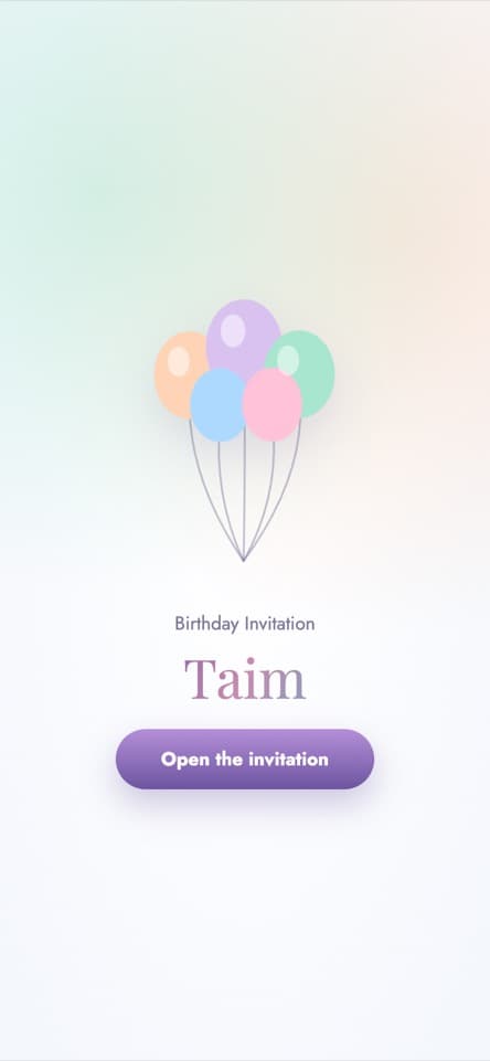 Opening screen — Balloons