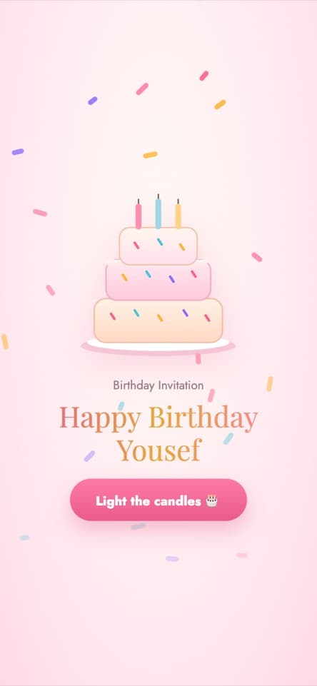 Opening screen — The Cake