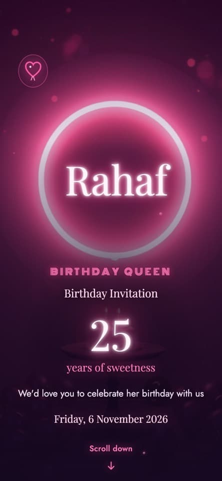 Inside the invitation — Neon